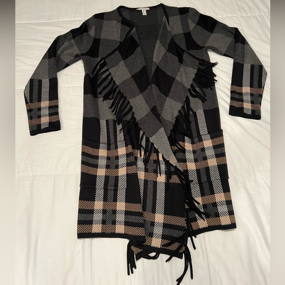 Fringe wrap sweater